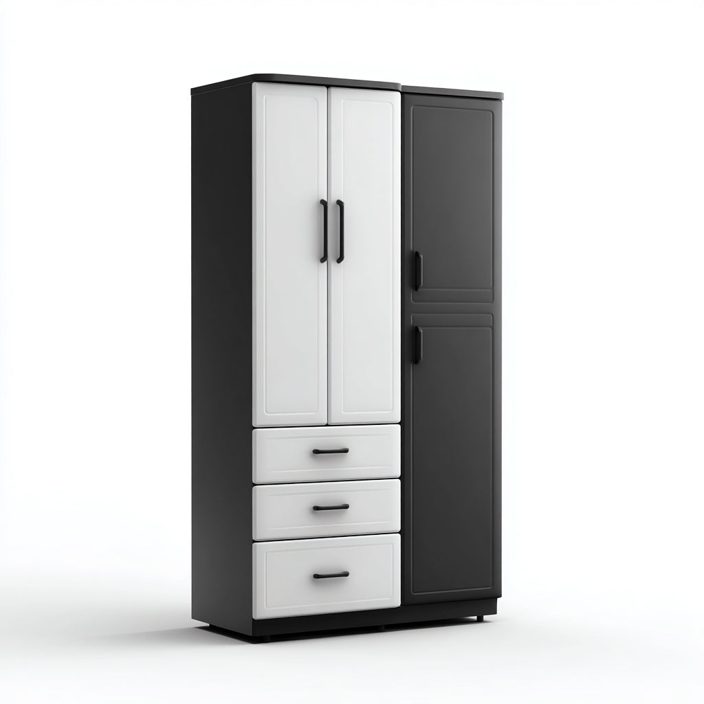 Armarios 120x50x180 cm - madera en negro y blanco - diseño moderno para dormitorio