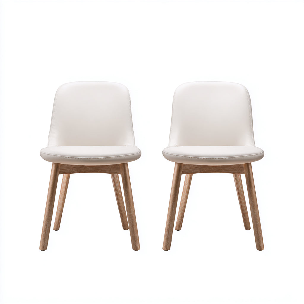 Sillas de jardín de madera y piel sintética 48x55x82 cm - Beige-Marrón - Estilo moderno para exterior