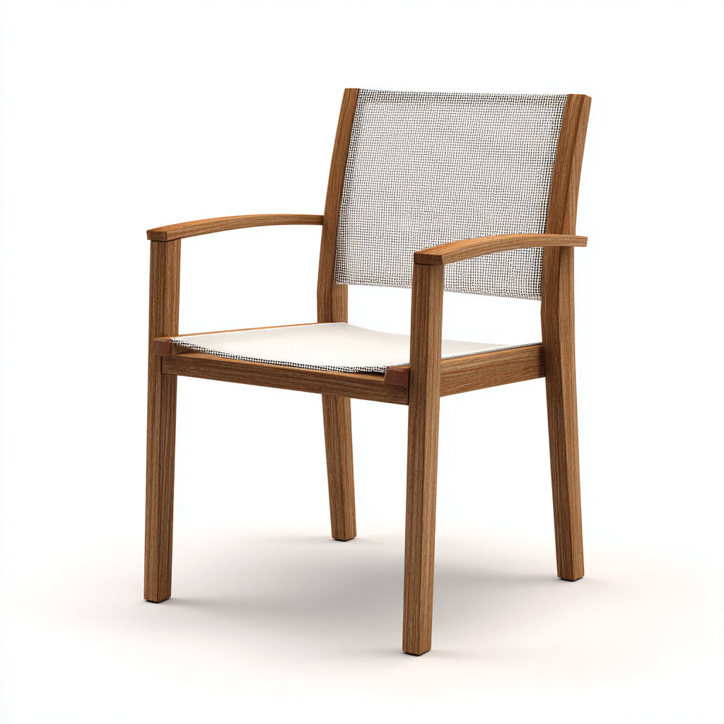 Sillas de jardín madera y textileno 58x60x86 cm marrón y blanco - diseño moderno con reposabrazos
