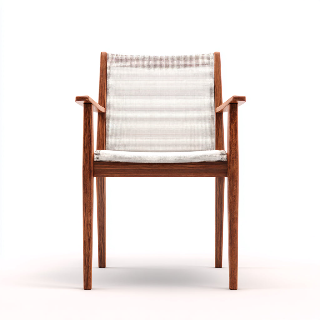 Sillas de jardín con reposabrazos de madera y tela 55x57x86 cm - marrón-beige - diseño moderno para exterior