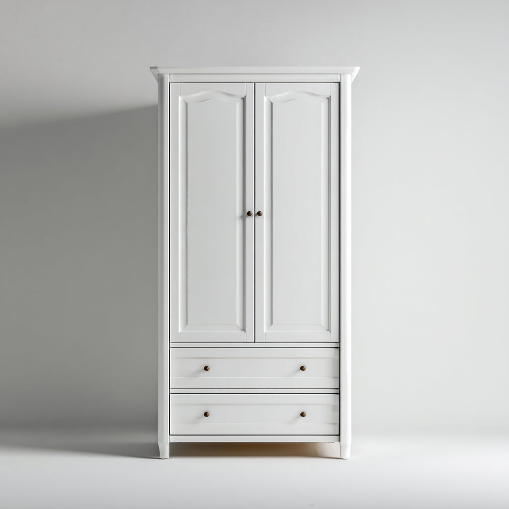 Armario de madera 105x55x185 cm - blanco - diseño clásico con cajones para dormitorio