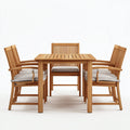 Conjuntos de comedor de jardín 120x80x75 cm - madera marrón con mesa rectangular y 5 sillas - estilo natural para exterior
