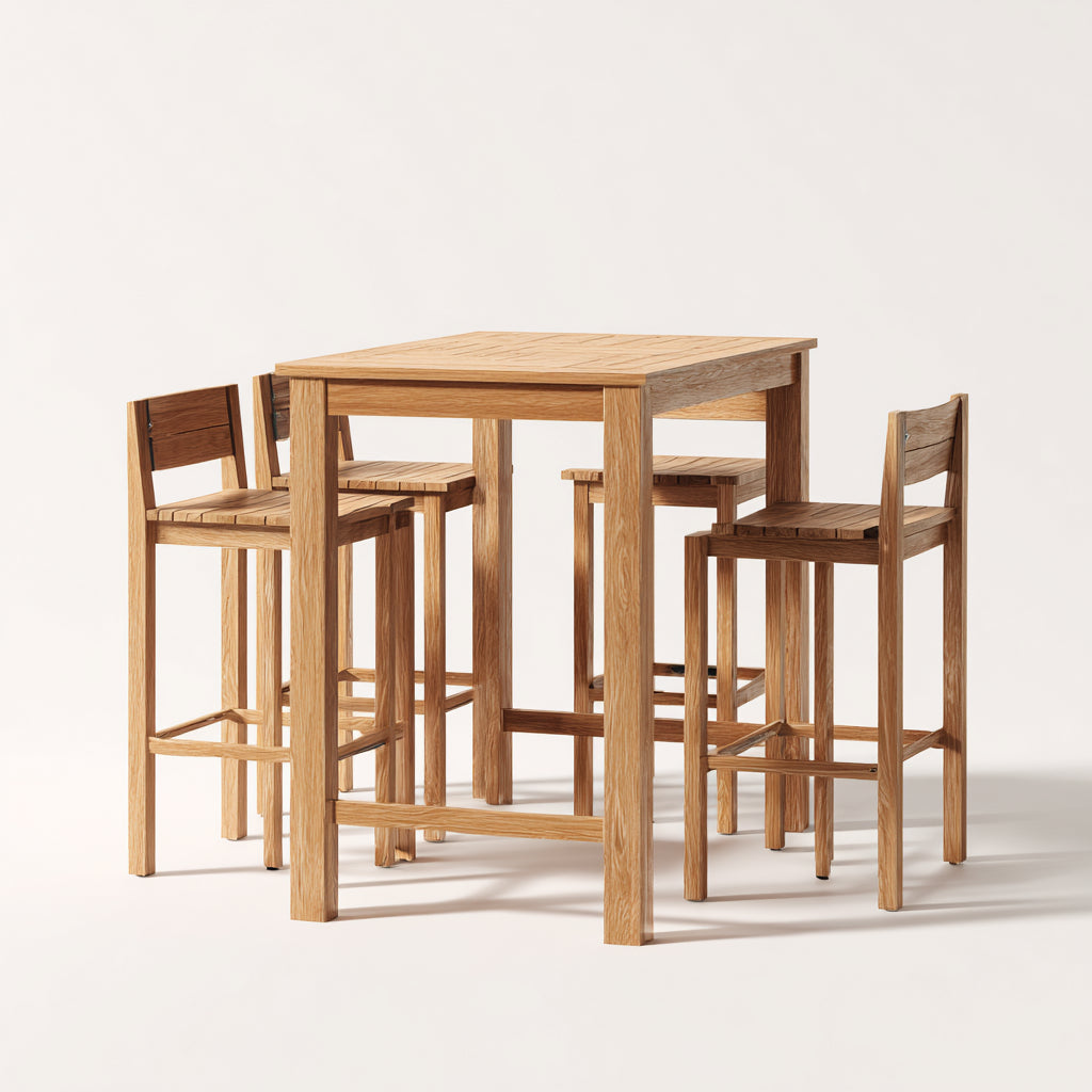 Conjuntos de comedor de jardín 90x90x95 cm - madera en marrón - diseño alto para exterior