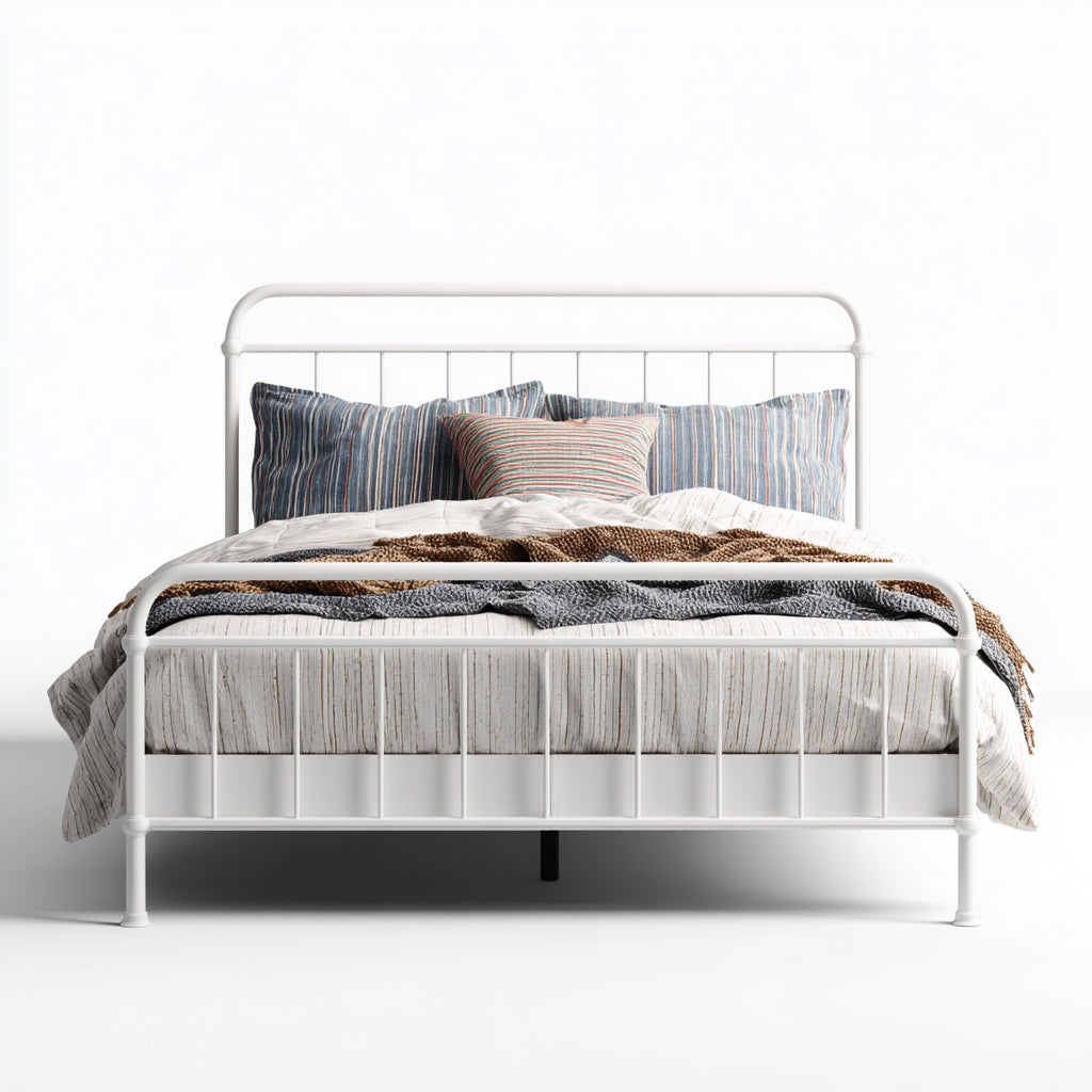 Camas dobles 200x150x105 cm - estructura metálica blanca - diseño clásico para dormitorio
