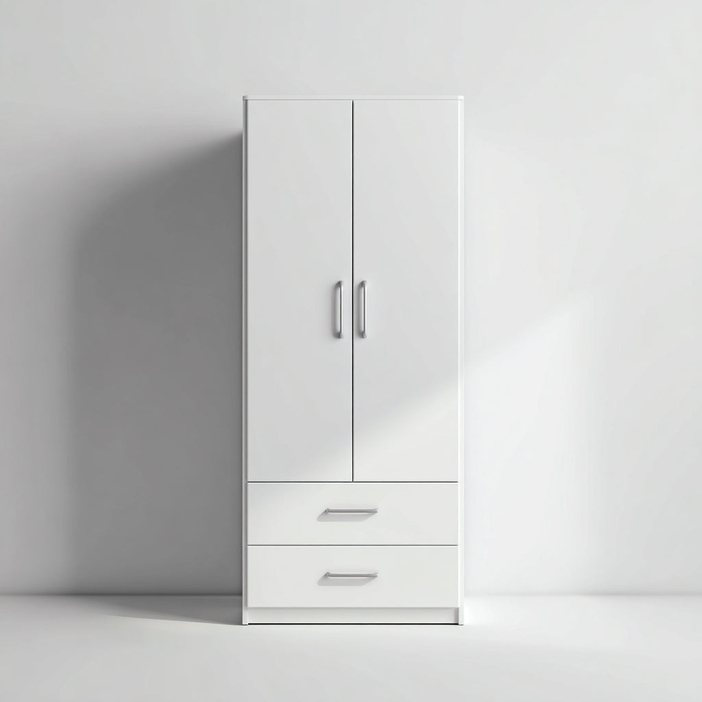 Armario de madera 85x50x180 cm - blanco - diseño moderno para dormitorio