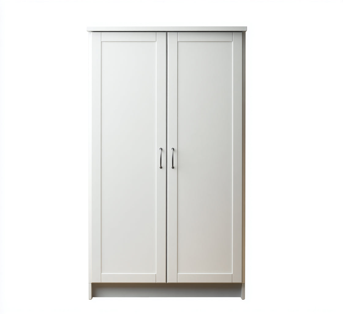 Armarios ropero 95x50x190 cm - madera blanca con tiradores metálicos - diseño moderno para dormitorio