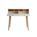 Mesa de oficina 120x60x75 cm - blanco-madera natural - diseño moderno con 2 cajones