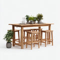 Conjuntos de comedor de jardín de madera 160x80x95 cm - Marrón - Estilo natural para exterior