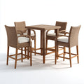 Conjuntos de comedor de jardín de ratán y madera 90x90x100 cm - Marrón-Beige - Estilo natural para exterior