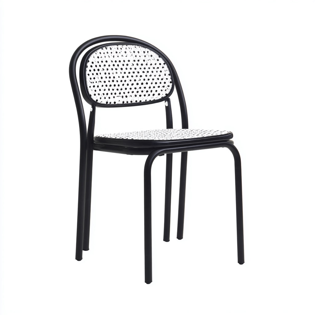 Sillas de jardín de metal y ratán 46x54x82 cm negro-blanco - diseño moderno apilable