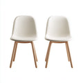 Sillas de jardín de plástico y madera 46x50x82 cm - blanco-madera natural - juego de 2 con diseño moderno para exterior