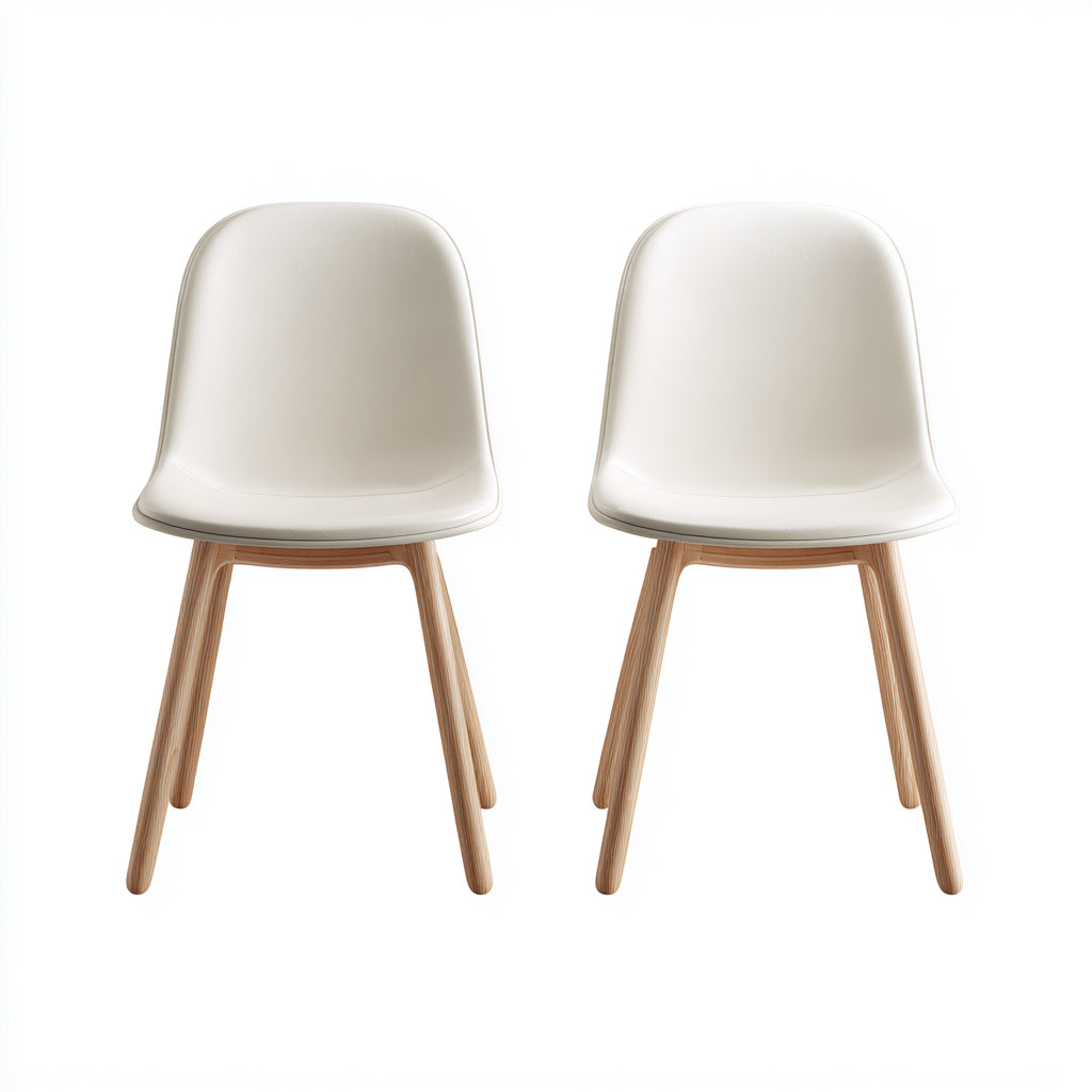 Sillas de jardín de plástico y madera 46x50x82 cm - blanco-madera natural - juego de 2 con diseño moderno para exterior