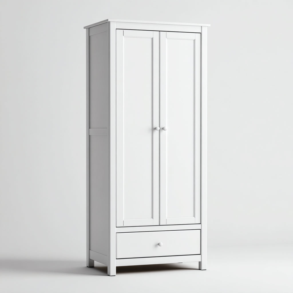 Armarios de madera 85x50x180 cm - Blanco - Estilo clásico con cajón
