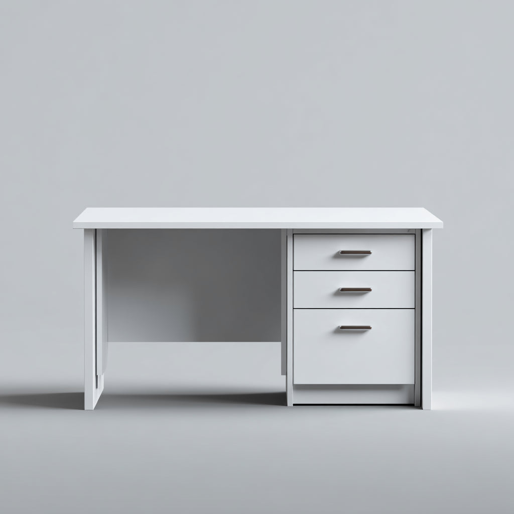 Mesas de oficina 120x55x75 cm - madera en blanco - diseño compacto con cajones para despacho