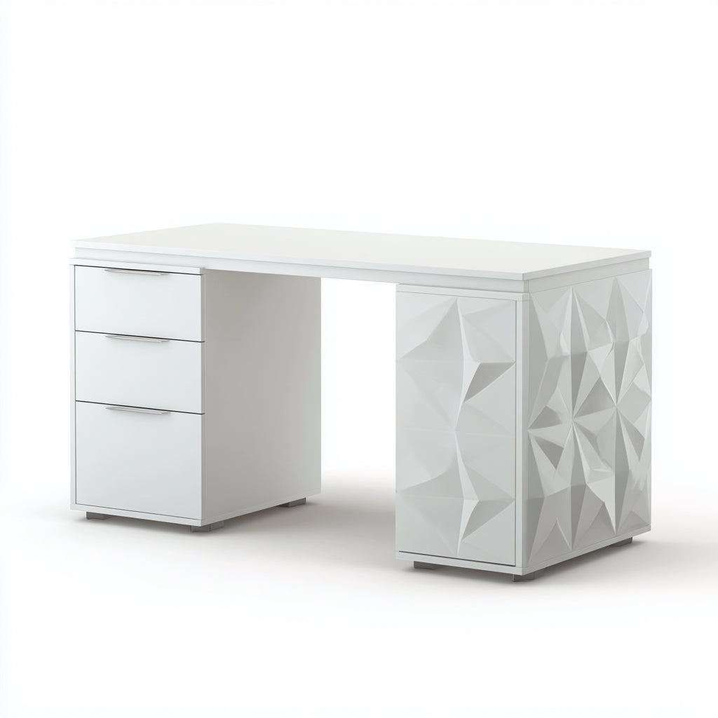 Mesa de oficina 140x70x75 cm - blanco - diseño moderno con 3 cajones