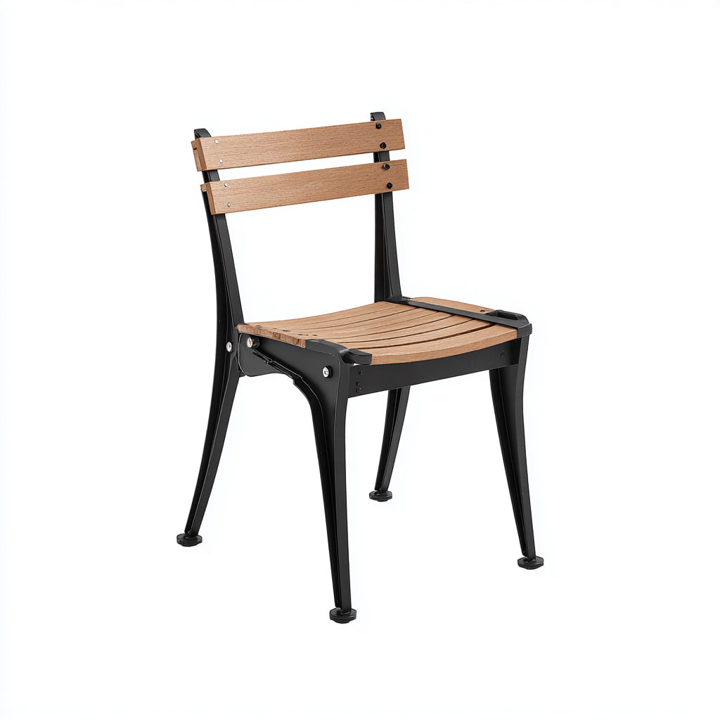 Sillas de jardín metal y madera 52x58x82 cm negro y marrón - diseño industrial apilable