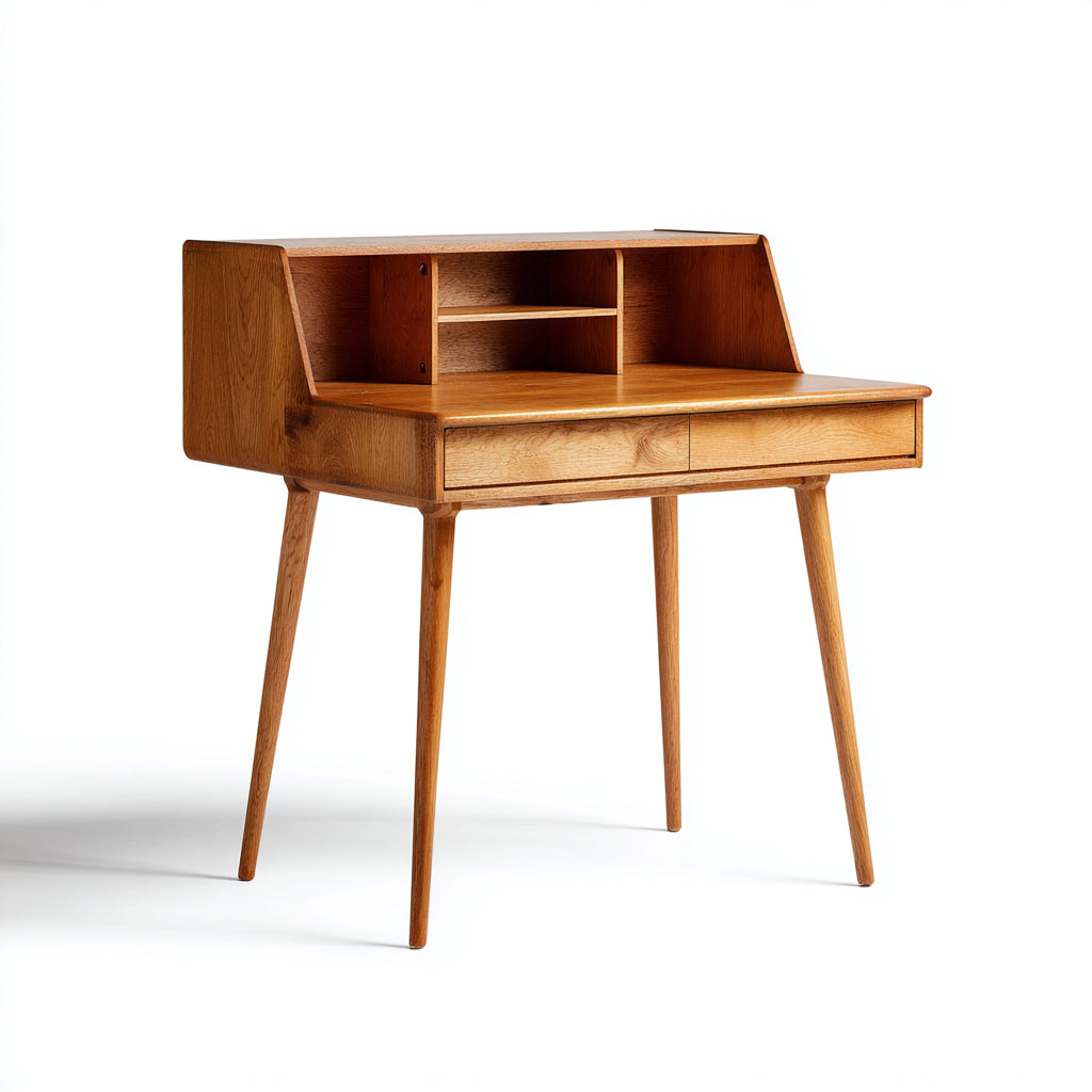 Mesas de oficina 100x55x95 cm - madera en marrón - diseño retro con compartimentos para despacho