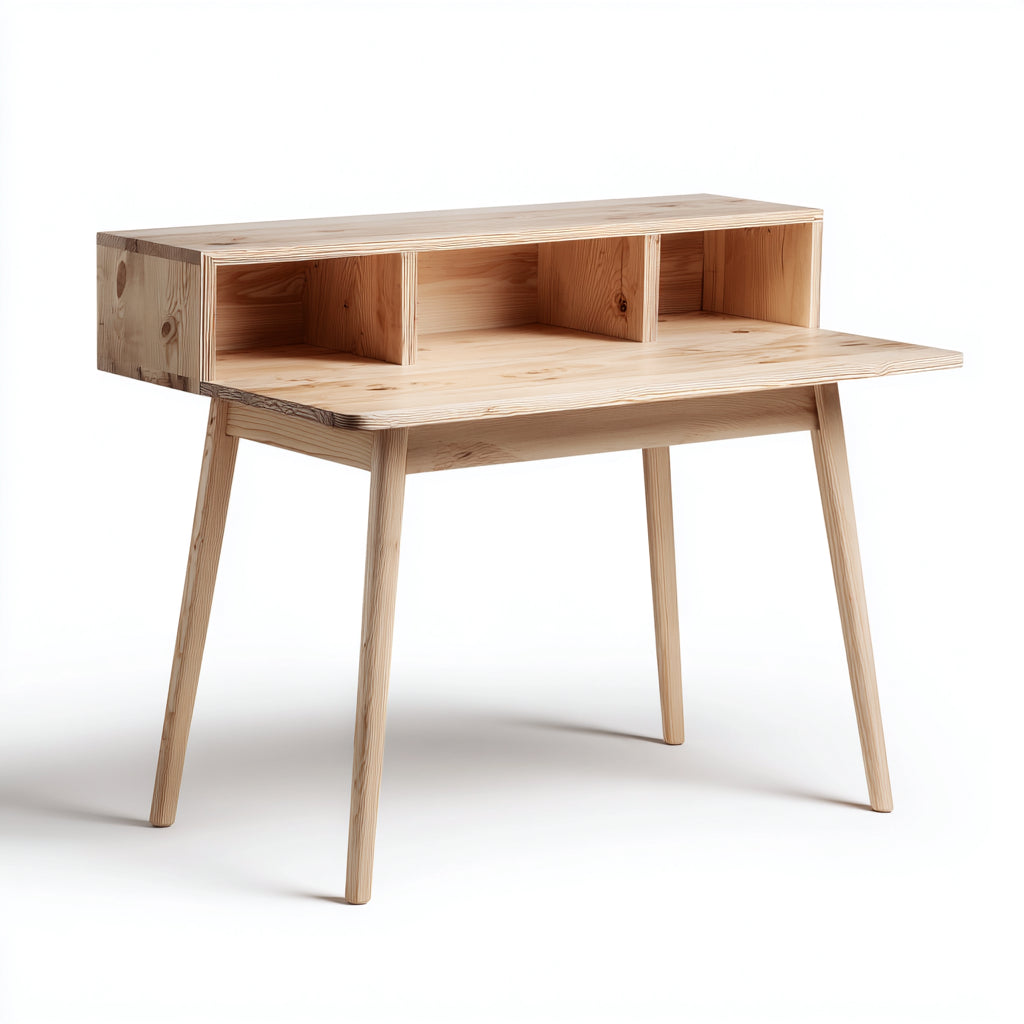 Mesas de oficina de madera 120x60x90 cm - Marrón - Estilo nórdico con compartimentos