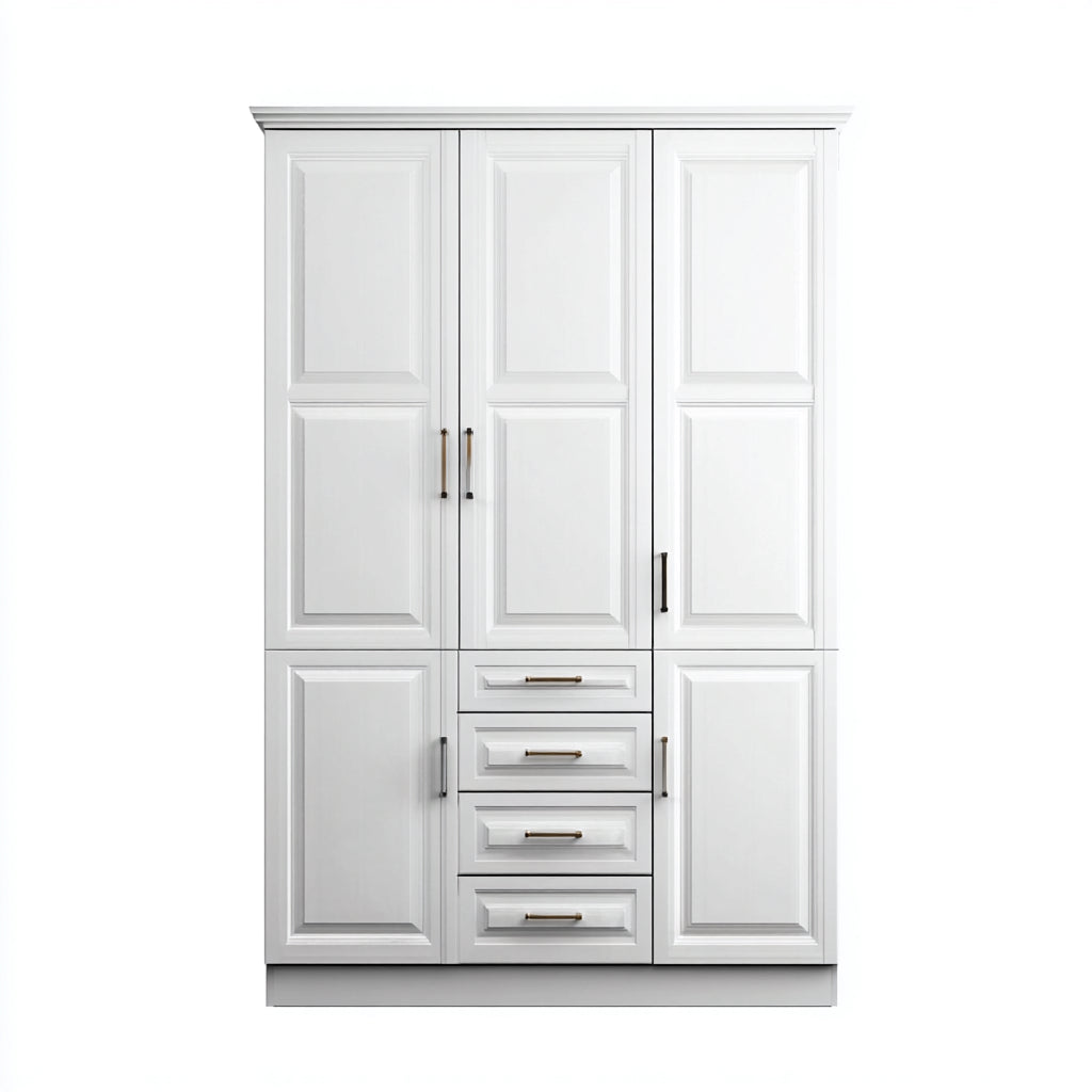 Armarios de madera 160x55x200 cm blanco - diseño clásico con cajones y puertas
