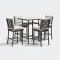 Conjuntos de comedor de jardín 90x90x95 cm - metal y superficie clara en negro y beige - diseño alto para exterior