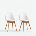 Sillas de jardín tapizada cuero sintético y madera 48x55x83 cm blanco y marrón - diseño nórdico moderno