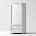 Armarios de madera 90x50x190 cm - Blanco - Estilo clásico con 2 cajones