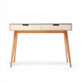 Mesas de oficina 115x55x78 cm - tablero blanco con estructura de madera marrón - diseño nórdico para despacho