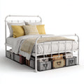 Camas dobles de metal 210x160x115 cm blanco - diseño clásico con estructura elevada
