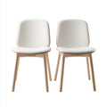 Sillas de jardín de madera y piel sintética 48x55x82 cm - Beige-Marrón - Estilo nórdico para exterior