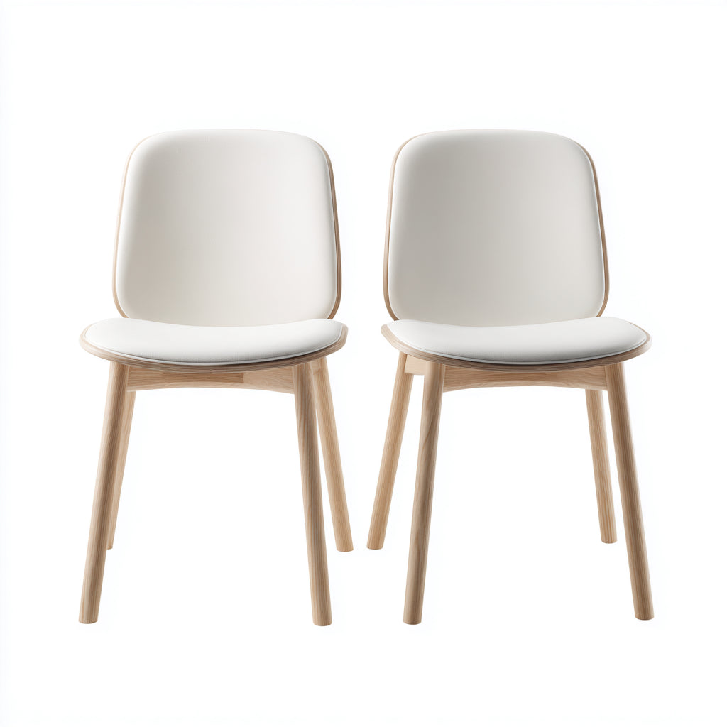 Sillas de jardín de madera y piel sintética 48x55x82 cm - Beige-Marrón - Estilo nórdico para exterior