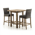 Conjuntos de comedor de jardín de madera y ratán 85x85x105 cm marrón-gris - diseño rústico para exterior