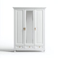 Armarios ropero 160x55x210 cm - madera blanca con espejo central - estilo clásico para dormitorio