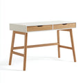 Mesas de oficina 120x55x76 cm - madera en blanco y marrón - diseño nórdico con cajones para despacho