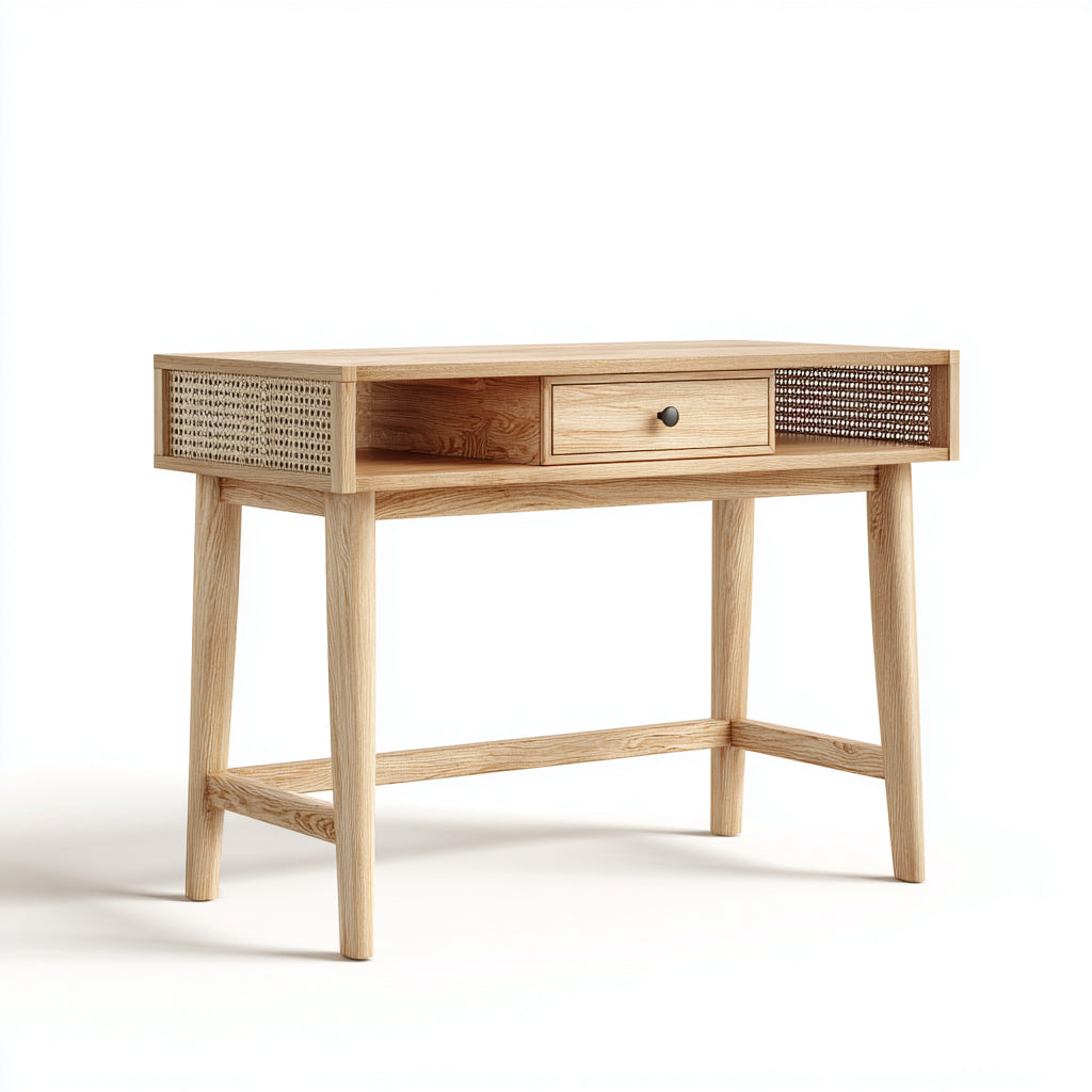 Mesas de oficina de madera 100x50x80 cm beige - diseño nórdico con cajón