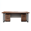 Mesas de oficina 180x80x75 cm - tablero de madera marrón y estructura metálica negra - diseño ejecutivo para despacho