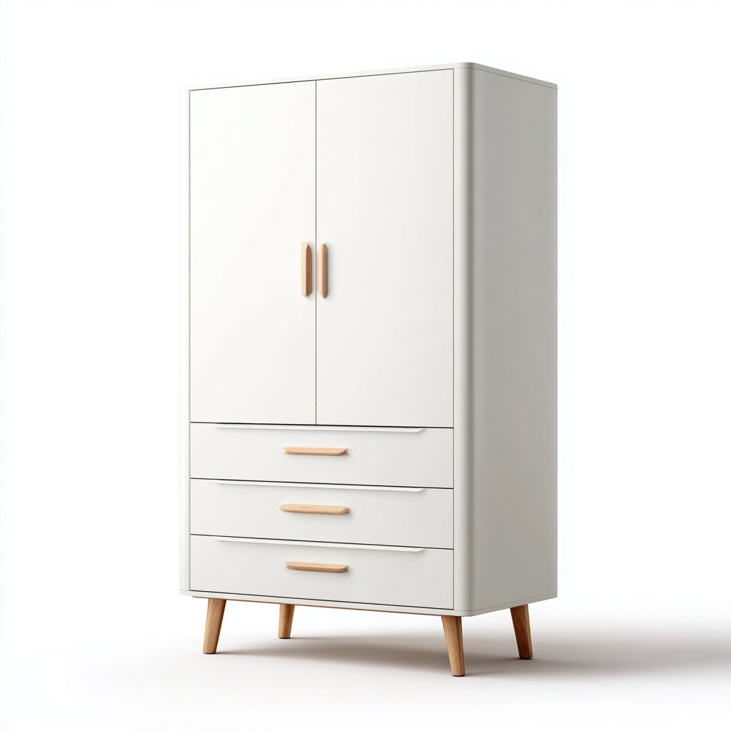 Armarios de madera 100x50x185 cm blanco-beige - diseño nórdico con cajones