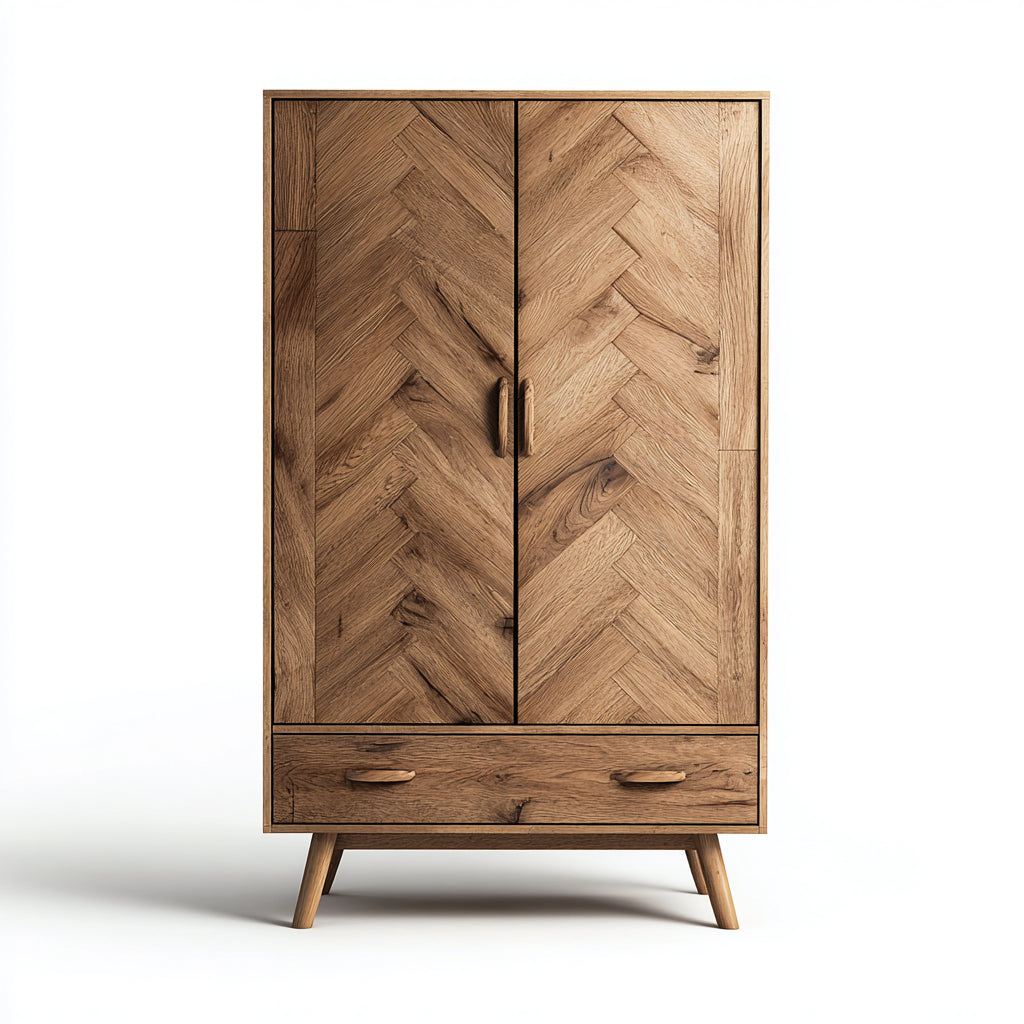 Armario de madera 110x52x175 cm - roble natural - diseño moderno con cajón para dormitorio