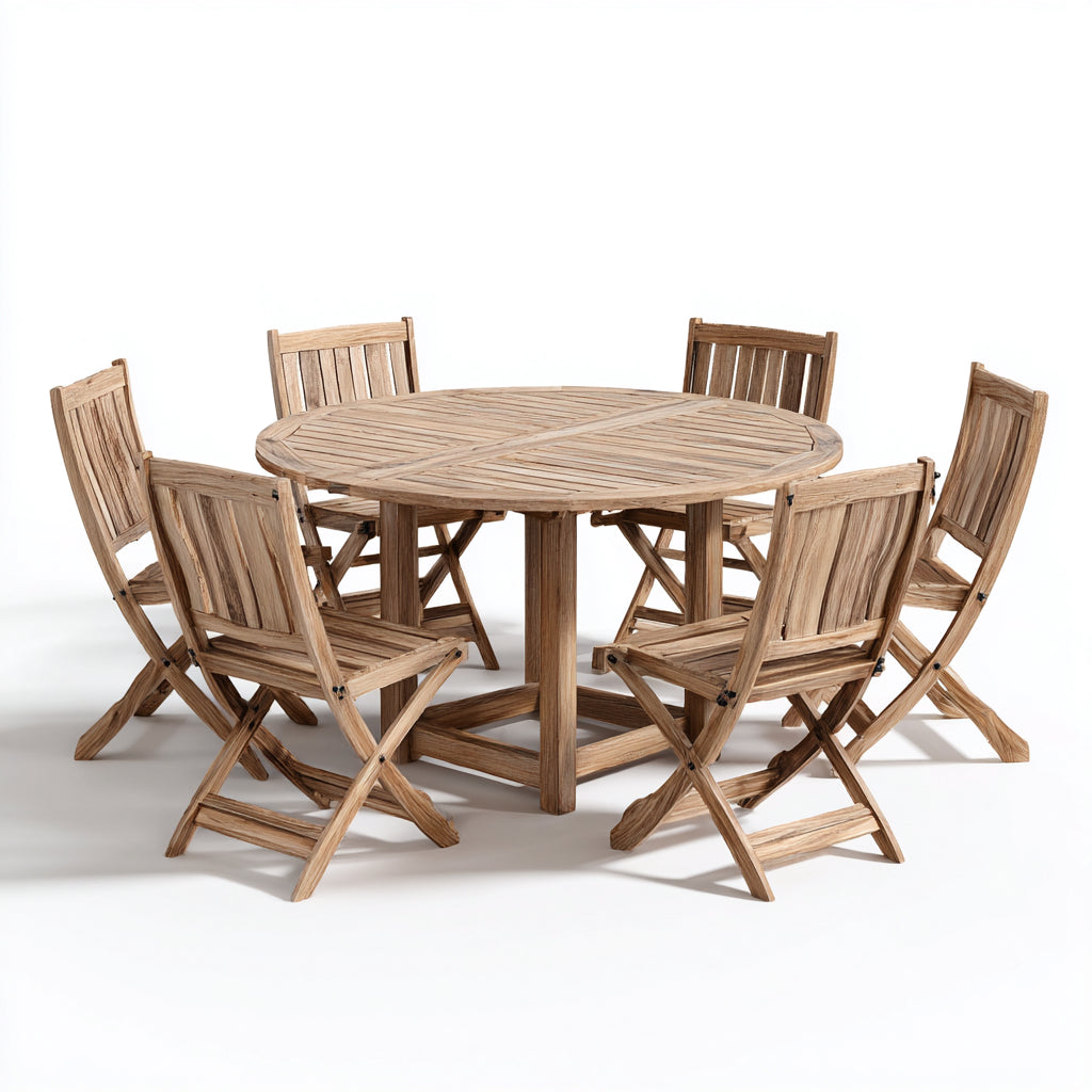 Conjuntos de comedor de jardín 120x120x75 cm - madera en marrón - diseño plegable para exterior