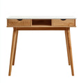 Mesa de oficina 120x60x75 cm - blanco-madera natural - estilo moderno con 2 cajones