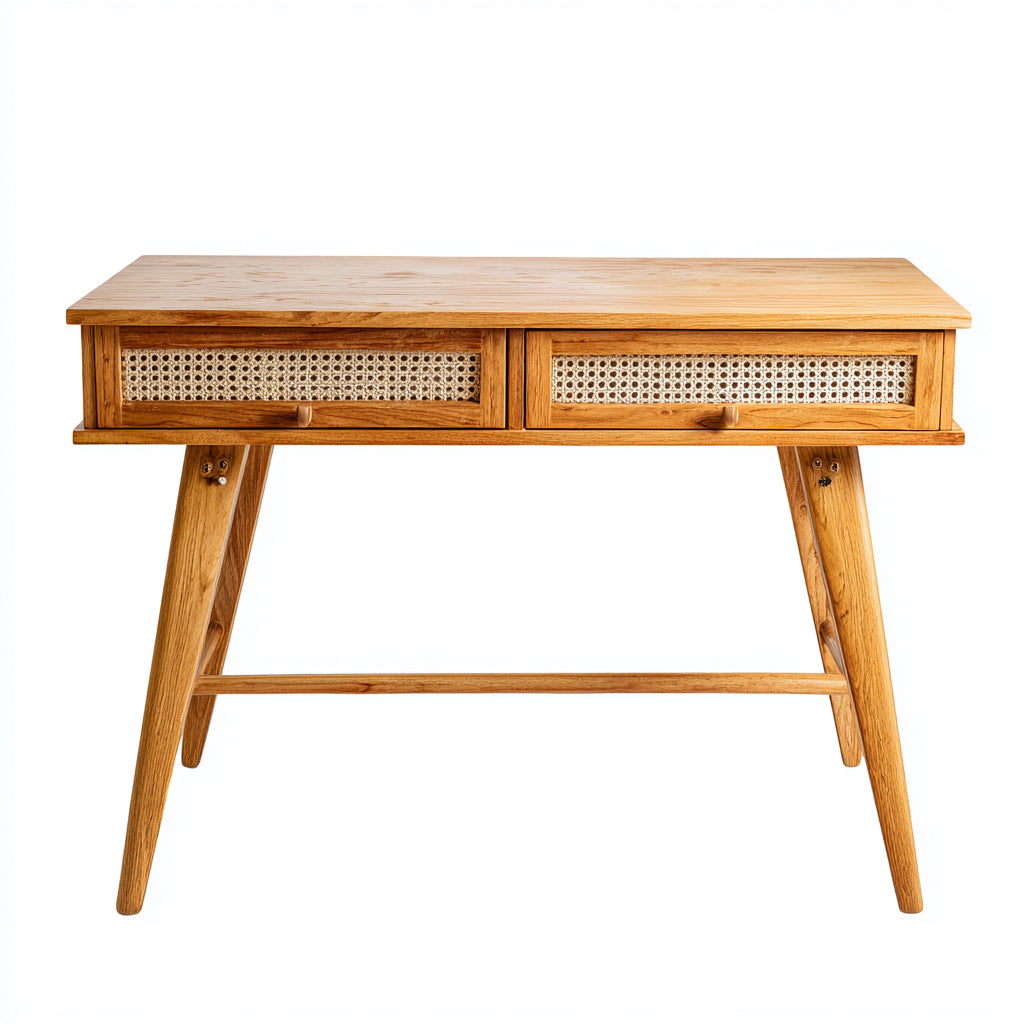 Mesa de oficina 120x60x75 cm - madera natural - estilo rústico moderno con 2 cajones