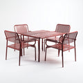 Conjuntos de comedor de jardín de metal 120x80x75 cm rojo - diseño moderno para exterior