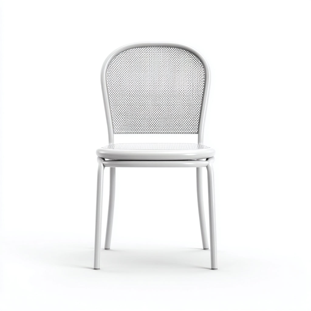 Sillas de jardín de metal y malla 44x52x84 cm blanco - diseño moderno apilable