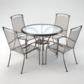 Conjuntos de comedor de jardín de metal y vidrio 90x90x75 cm - Gris-Transparente - Estilo moderno para exterior