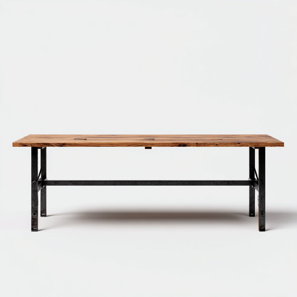 Mesas de oficina de madera y metal 180x75x75 cm marrón-negro - diseño industrial