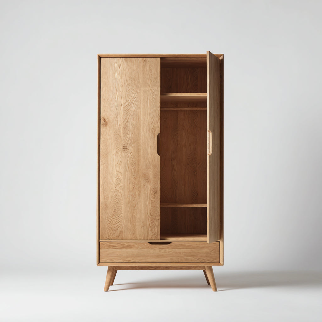 Armarios de madera 90x45x170 cm - Marrón - Estilo moderno con cajón
