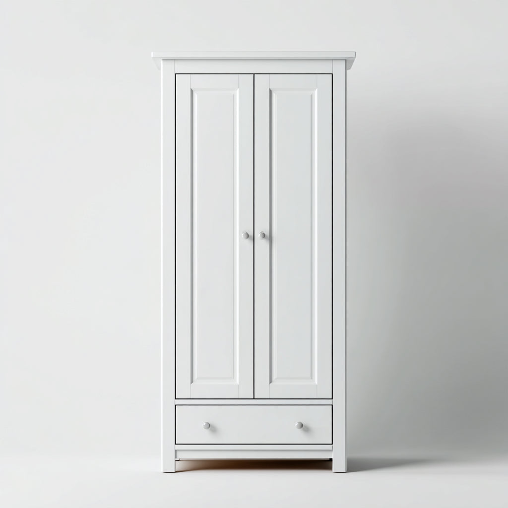Armarios de madera 90x55x190 cm blanco - diseño clásico con cajón inferior
