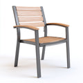Sillas de jardín metal y madera 58x61x88 cm gris y marrón - diseño moderno resistente