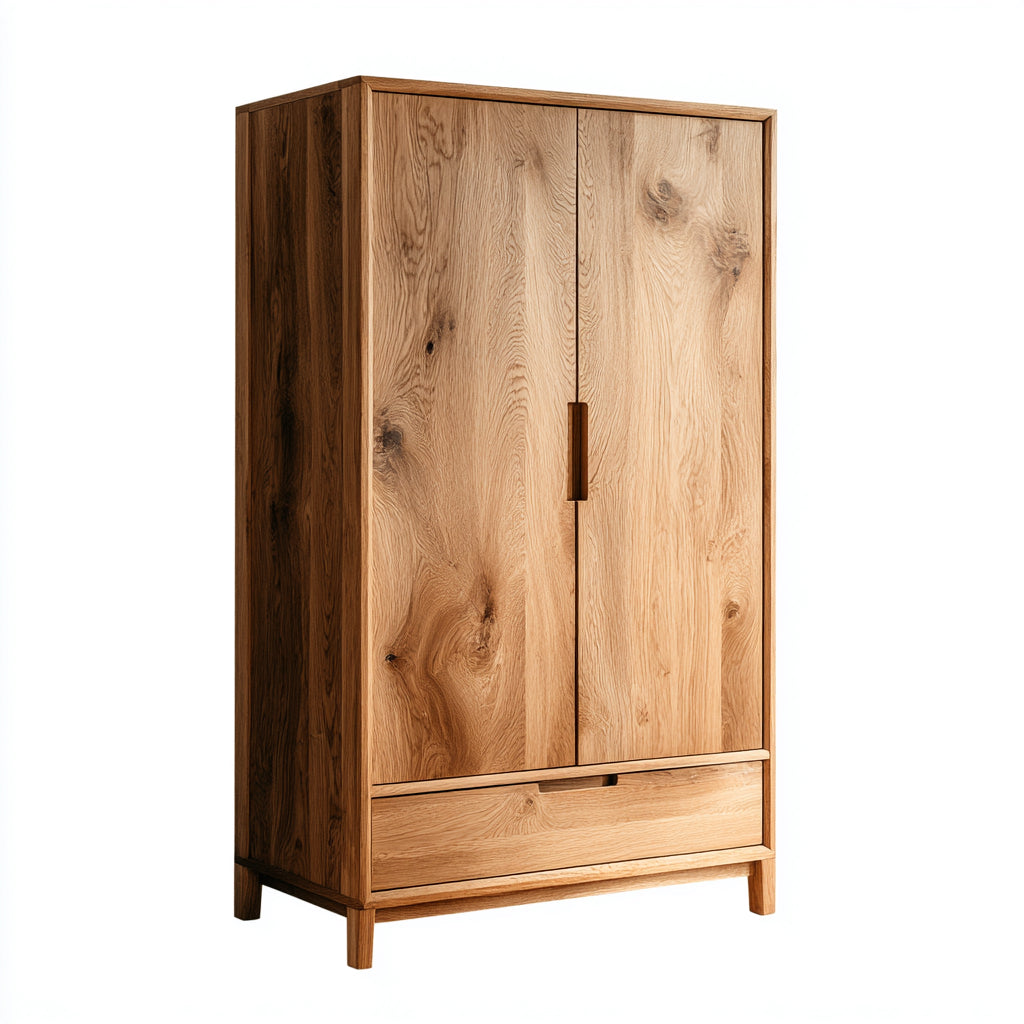Armarios ropero 100x55x180 cm - madera marrón con cajón inferior - diseño natural para dormitorio