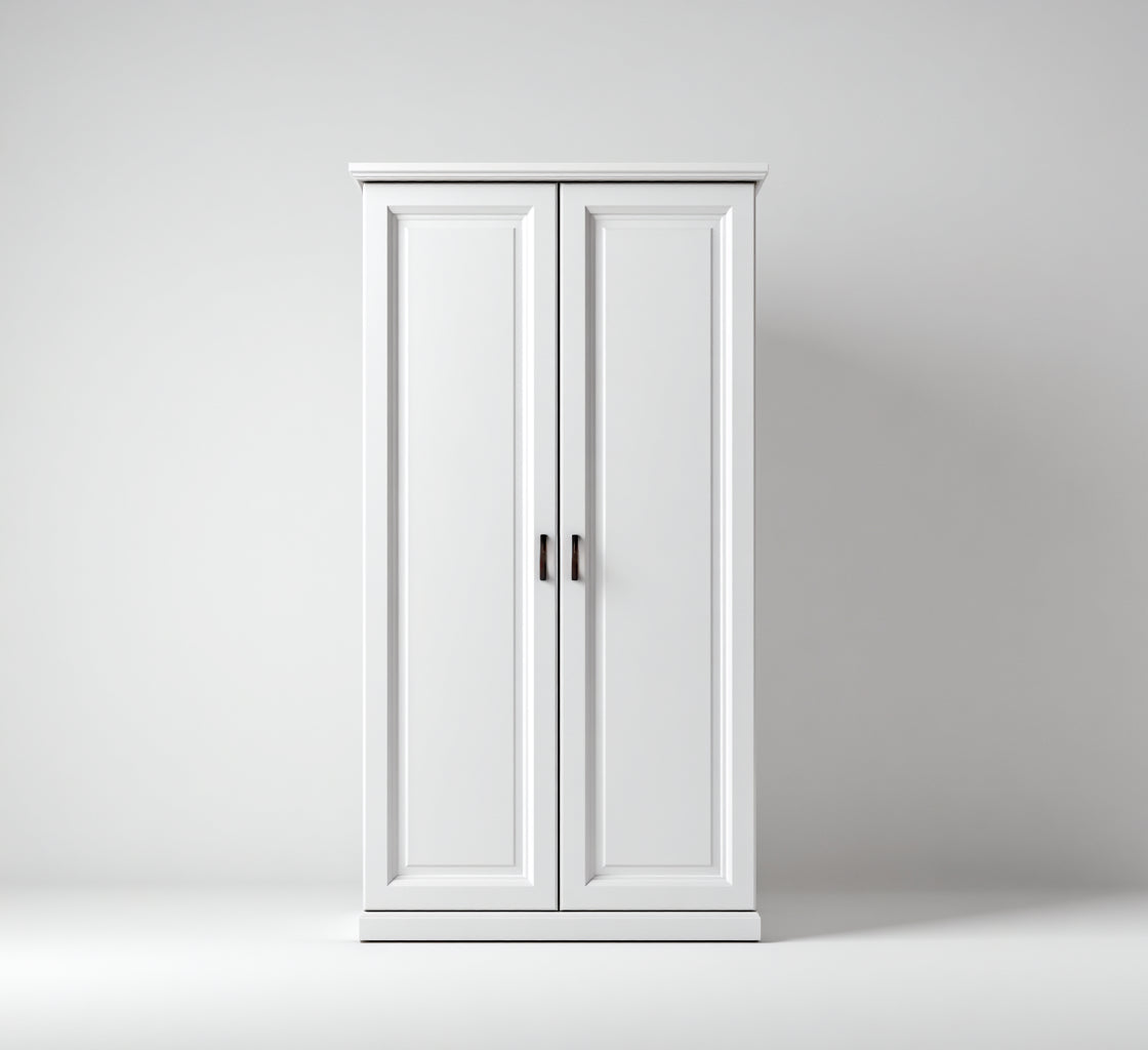 Armario de madera 105x56x192 cm - blanco - diseño clásico para dormitorio