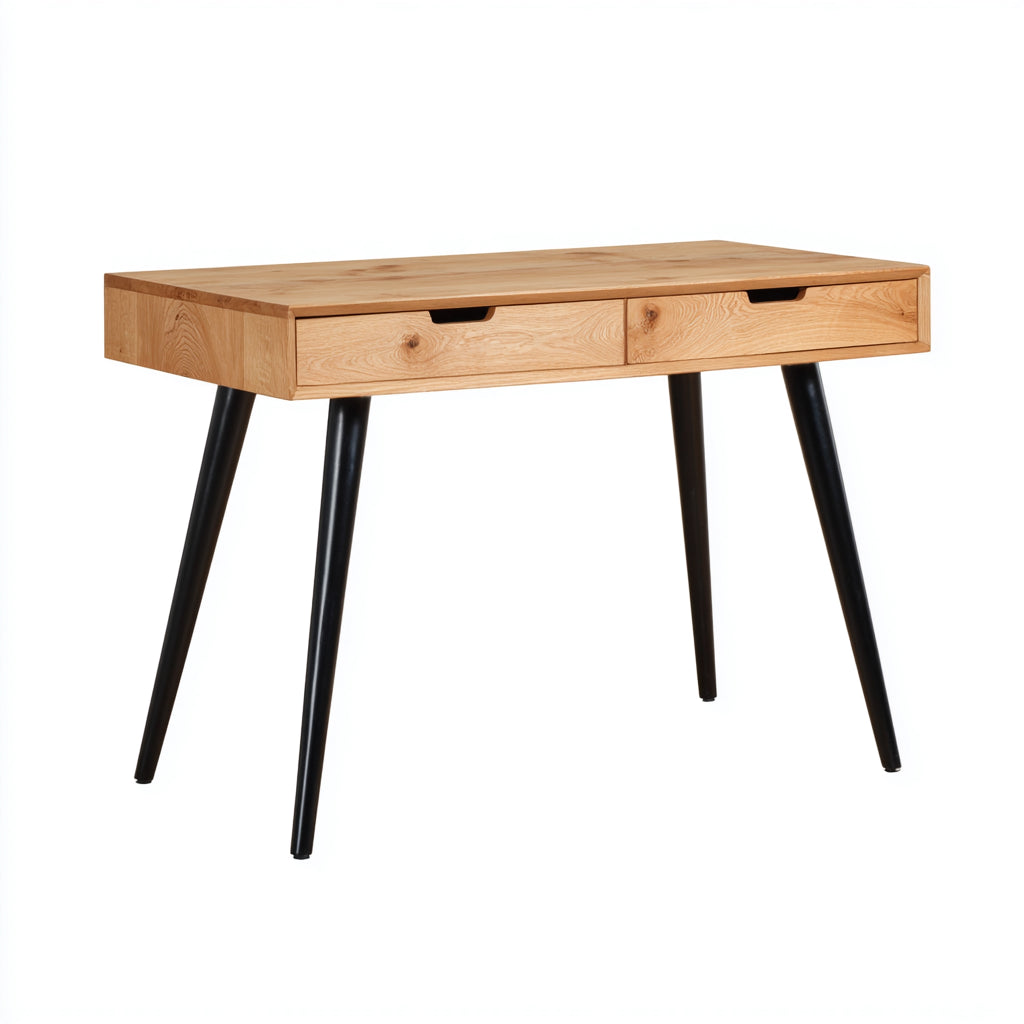 Mesas de oficina 110x50x76 cm - madera y metal en marrón y negro - diseño moderno con cajones para despacho